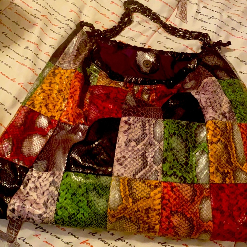 Snakeskin retro shoulder bag